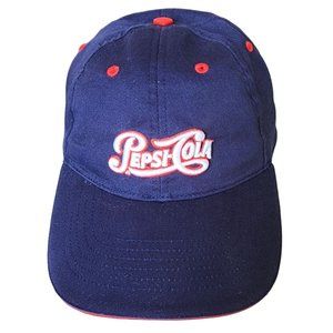 Vintage? Pepsi-Cola Navy Red Baseball Hat Cap Authentic Headwear 100% Cotton